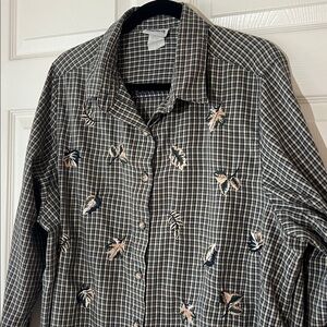 Vintage BonWorth Fall Autumn Leaves Button Down Shirt, Sz XL‎
